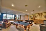 Recreation Room with 80 inch TV, Game Tables and Wet Bar